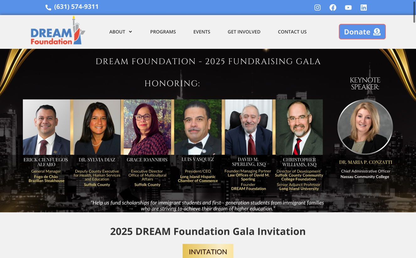 Dream Foundation website screenshot